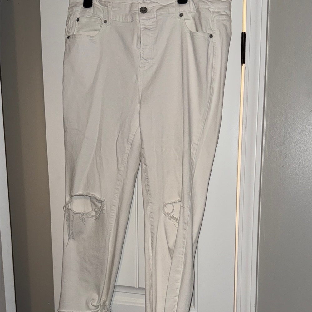Women's Distressed White Jeans